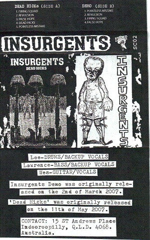 INSURGENTS ‘Dead Hicks/Demo’ CASSETTE