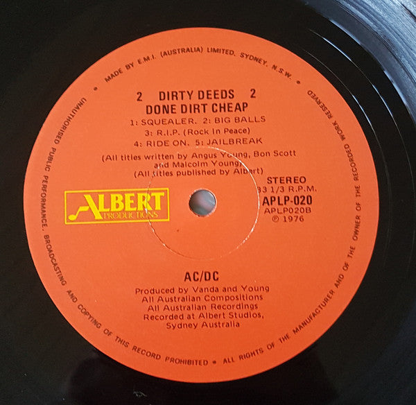 AC/DC ‘Dirty Deeds Done Dirt Cheap’ LP (1983 AU RE)