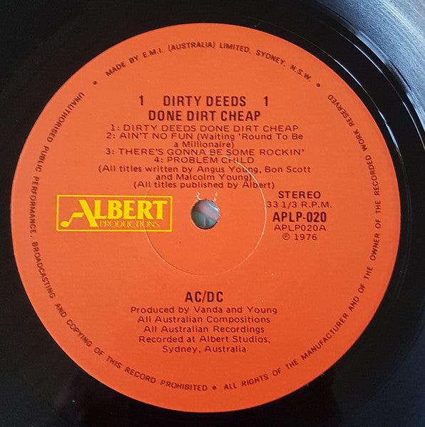 AC/DC ‘Dirty Deeds Done Dirt Cheap’ LP (1983 AU RE)