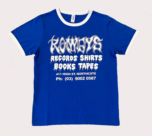 ROWDYS BLUE RINGER TSHIRT